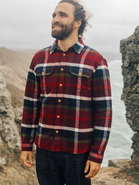 Beardsmore Shirt Burgundy Multi Check Finisterre