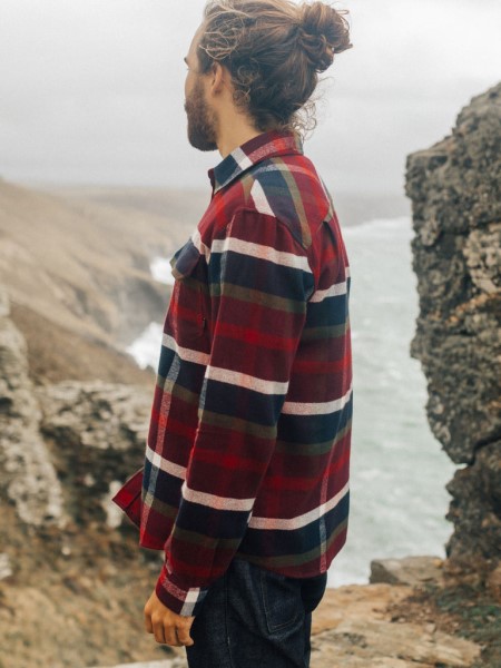 Beardsmore Shirt Burgundy Multi Check Finisterre