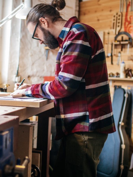 Beardsmore Shirt Burgundy Multi Check Finisterre