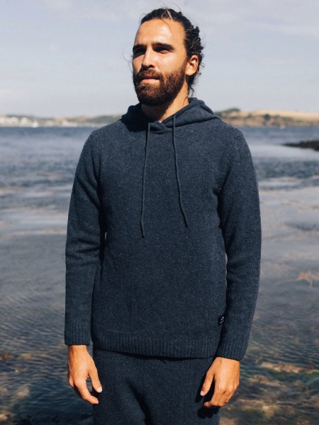 Finisterre Columba Knit Hoodie Indigo