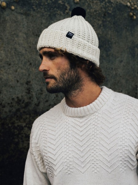 Ecru/Navy RNLI Pom Beanie Finisterre