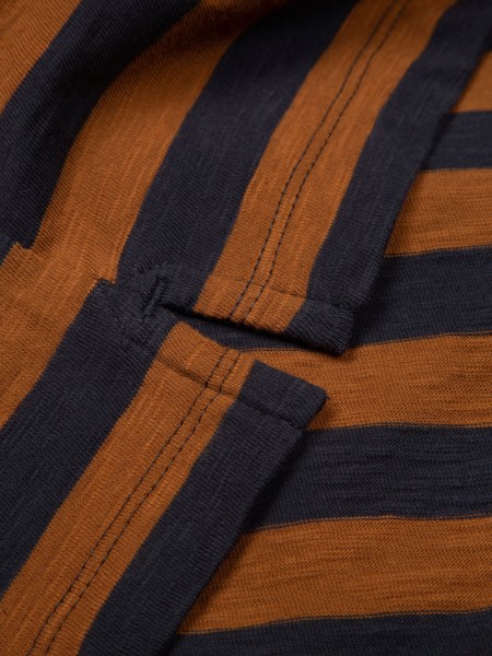 Finisterre Channel Stripe Polo Shirt Navy/Sable