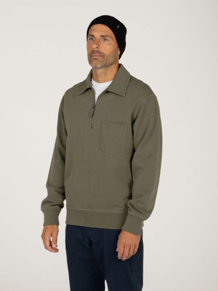 Finisterre Dark Olive Jetsam Half Zip Sweatshirt