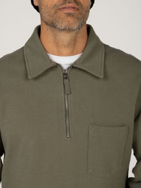 Finisterre Dark Olive Jetsam Half Zip Sweatshirt