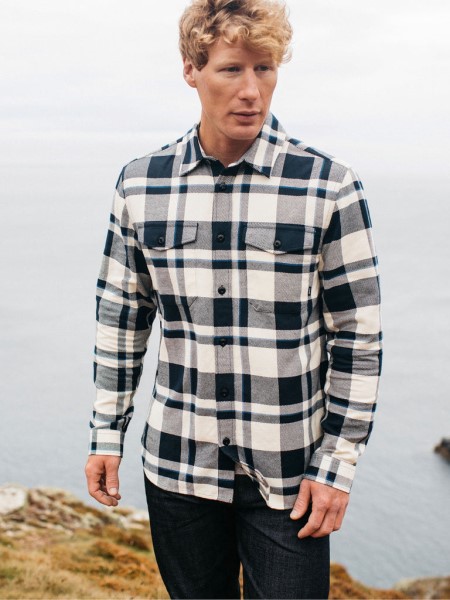 Finisterre Blanket Cotton Shirt Navy Check