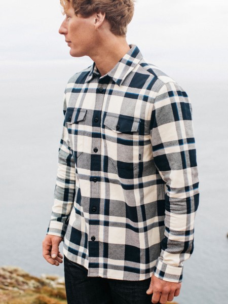 Finisterre Blanket Cotton Shirt Navy Check