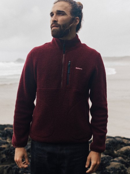 Dark Burgundy Finisterre Hegen 1/4 Zip Wool Fleece