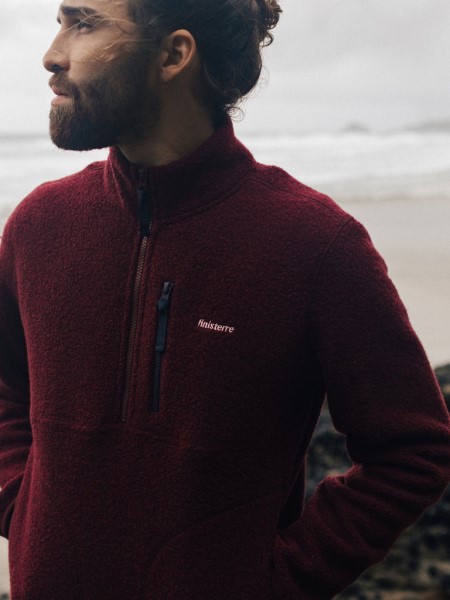 Dark Burgundy Finisterre Hegen 1/4 Zip Wool Fleece