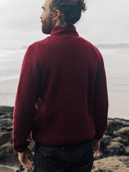 Dark Burgundy Finisterre Hegen 1/4 Zip Wool Fleece