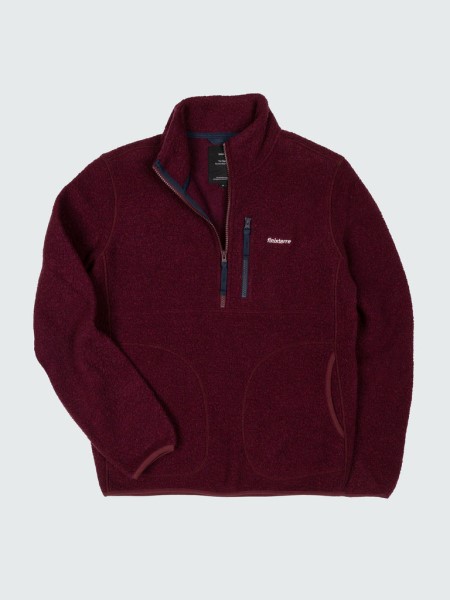 Dark Burgundy Finisterre Hegen 1/4 Zip Wool Fleece