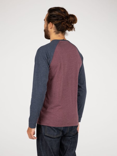 Navy/Burgundy Finisterre Bailey Long Sleeve T-Shirt