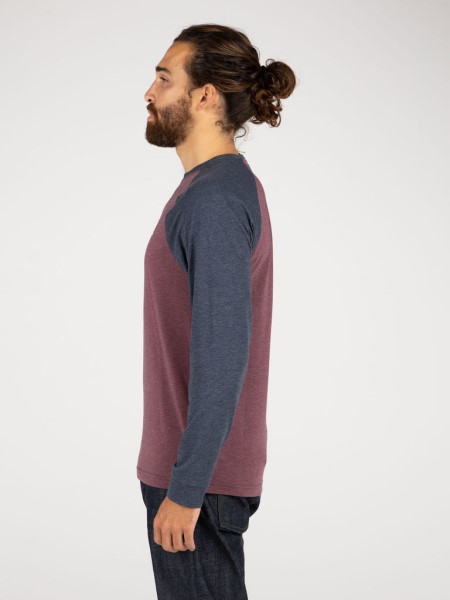 Navy/Burgundy Finisterre Bailey Long Sleeve T-Shirt