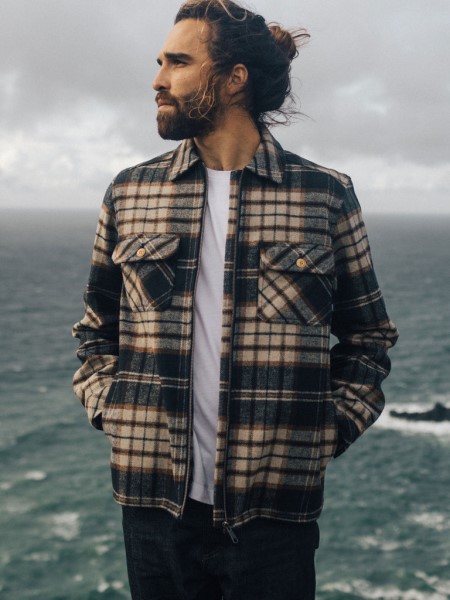 Garrick Zip Overshirt Finisterre Navy/Flint Check