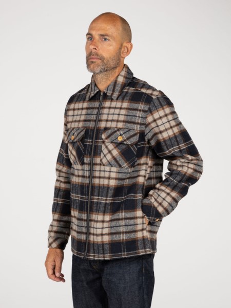 Garrick Zip Overshirt Finisterre Navy/Flint Check