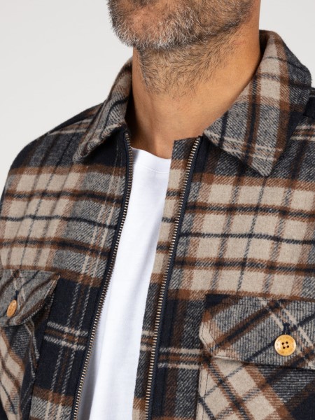 Garrick Zip Overshirt Finisterre Navy/Flint Check