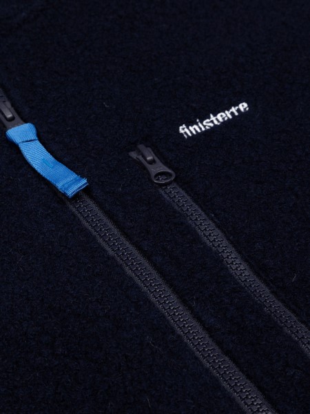 Finisterre Navy Hegen Full Zip Wool Hoodie