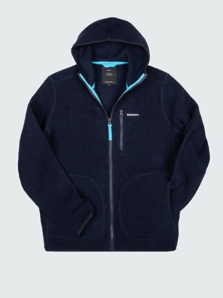 Finisterre Navy Hegen Full Zip Wool Hoodie