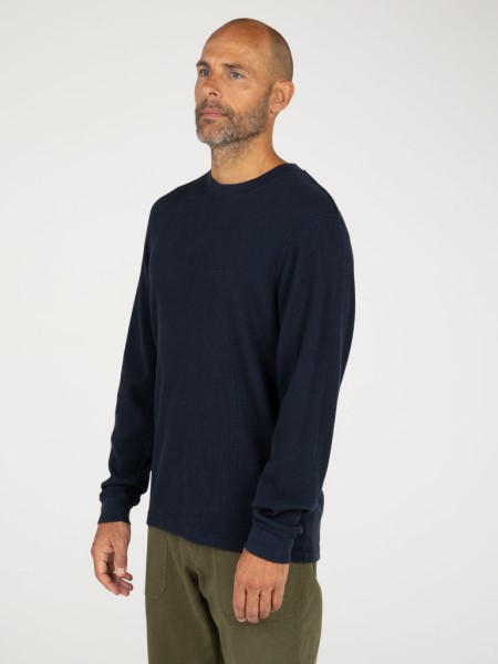 Navy Dunnet Waffle Long Sleeve T-Shirt Finisterre