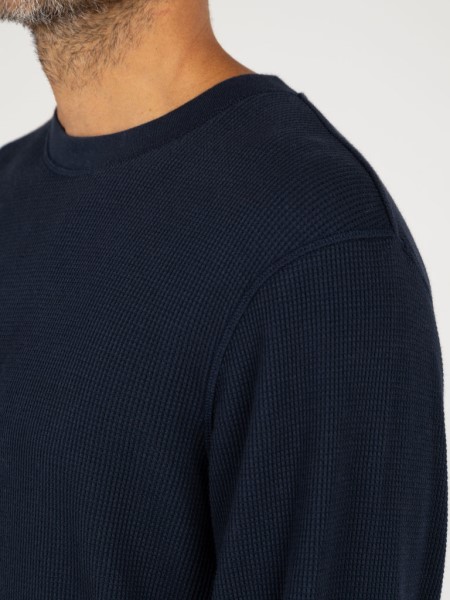 Navy Dunnet Waffle Long Sleeve T-Shirt Finisterre