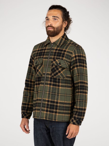 Garrick Zip Overshirt Finisterre Olive/Sable Check