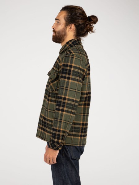 Garrick Zip Overshirt Finisterre Olive/Sable Check