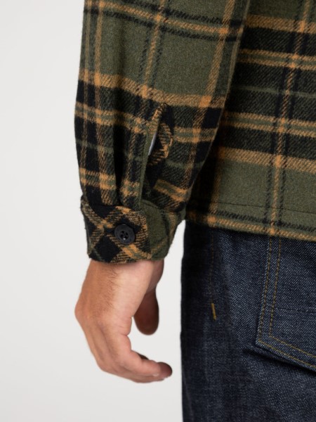 Garrick Zip Overshirt Finisterre Olive/Sable Check