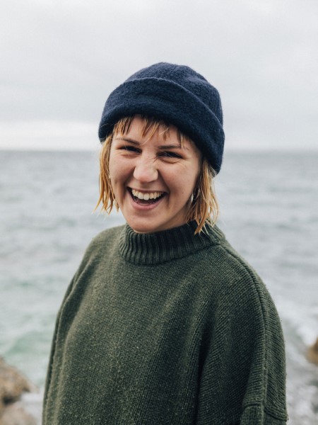 Finisterre Navy Wool Fleece Beanie