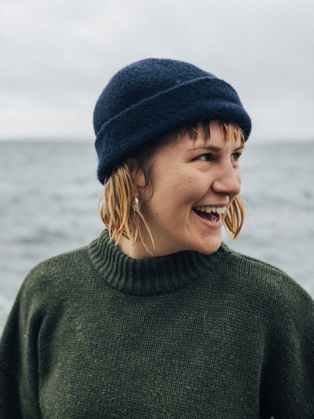 Finisterre Navy Wool Fleece Beanie