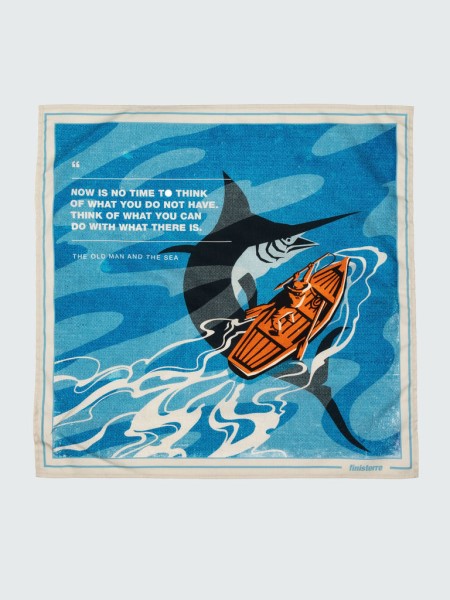Old Man and The Sea Printed Bandana Finisterre Ecru/Blue