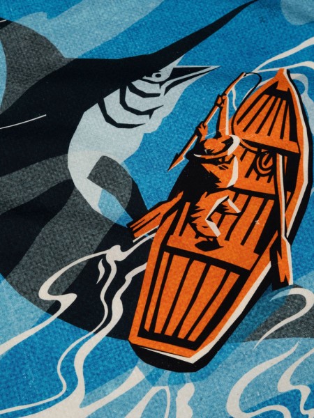 Old Man and The Sea Printed Bandana Finisterre Ecru/Blue