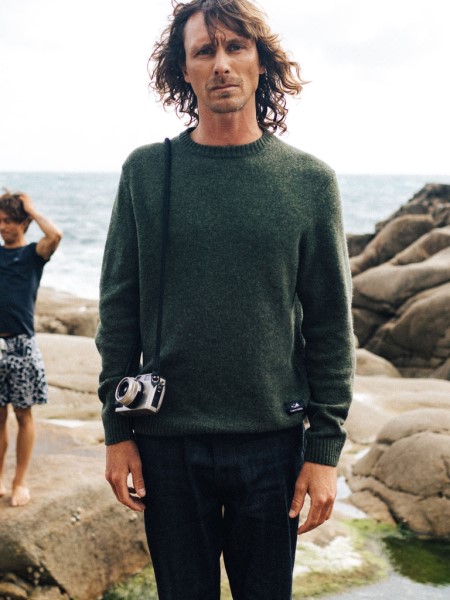 Olive Finisterre Columba Knit Jumper