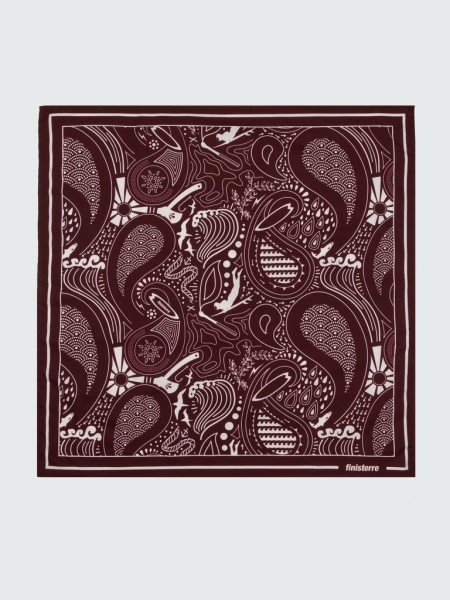 Finisterre Dark Burgundy/Ecru Printed Handkerchief