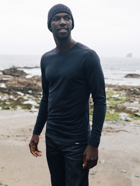 Finisterre Eddy Merino Wool Long Sleeve Base Layer Navy