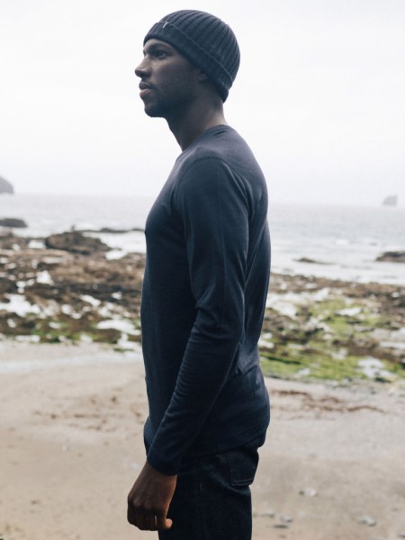 Finisterre Eddy Merino Wool Long Sleeve Base Layer Navy