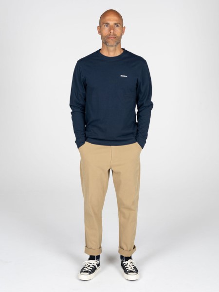 Navy Finisterre Harlyn Logo Long Sleeve T-Shirt