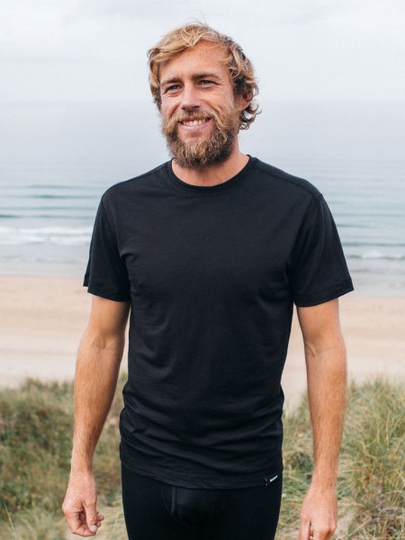 Finisterre Black Eddy Short Sleeve Merino Wool Base Layer T-Shirt