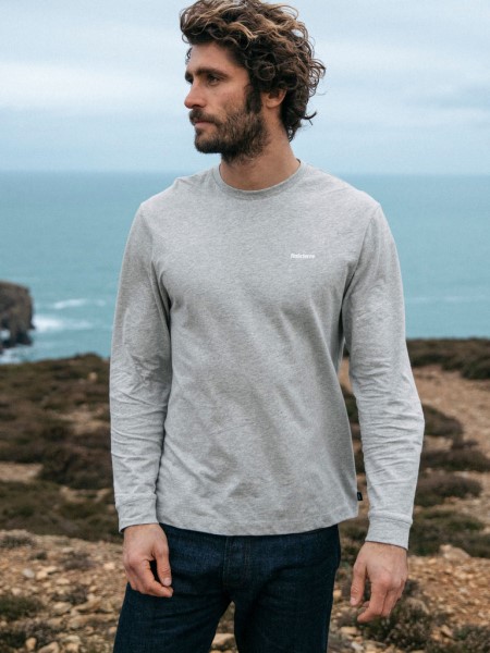 Harlyn Logo Long Sleeve T-Shirt Grey Marl Finisterre