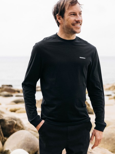 Harlyn Logo Long Sleeve T-Shirt Black Finisterre