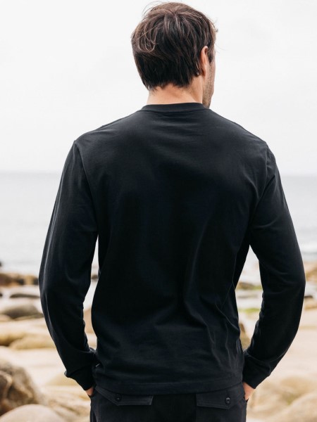 Harlyn Logo Long Sleeve T-Shirt Black Finisterre