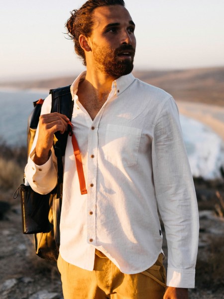 Finisterre Eaton Long Sleeve Shirt Ecru