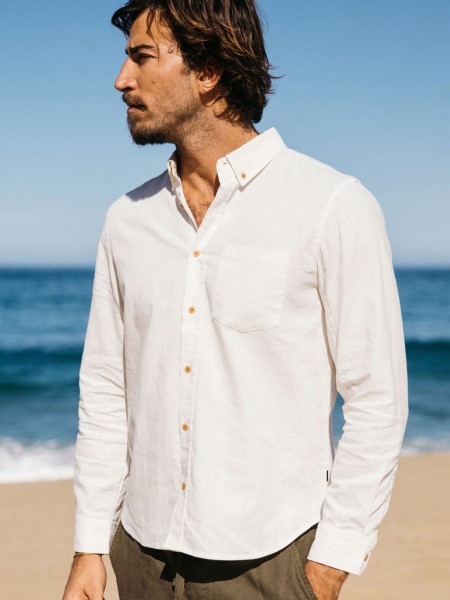 Finisterre Eaton Long Sleeve Shirt Ecru