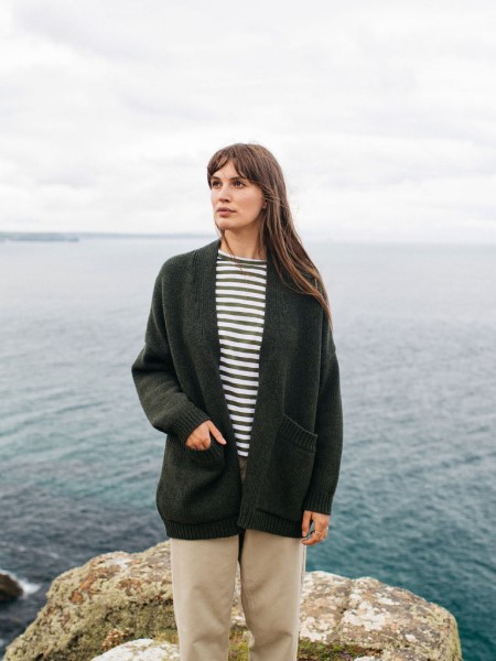 Eyre Knit Cardigan Finisterre Dark Olive