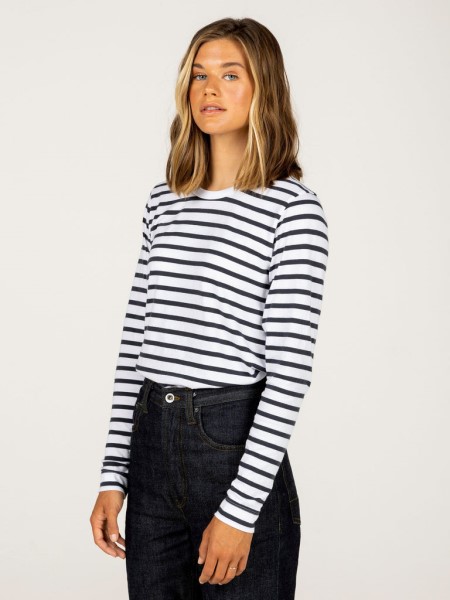 Eldon Long Sleeve T-Shirt Navy/White Stripe Finisterre