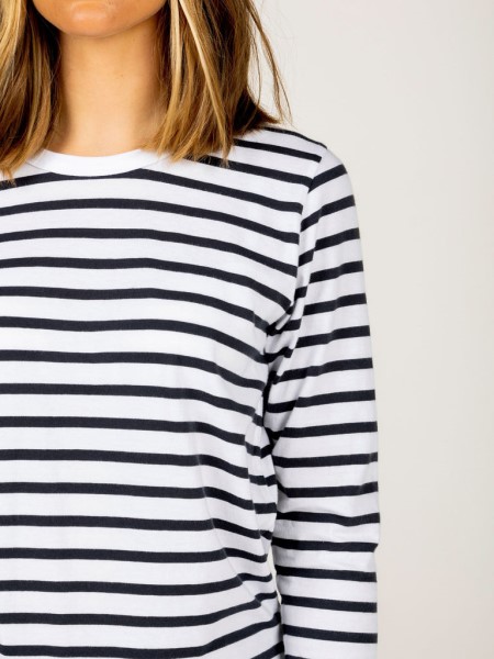 Eldon Long Sleeve T-Shirt Navy/White Stripe Finisterre