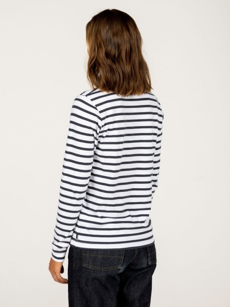 Eldon Long Sleeve T-Shirt Navy/White Stripe Finisterre