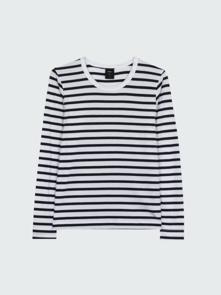 Eldon Long Sleeve T-Shirt Navy/White Stripe Finisterre