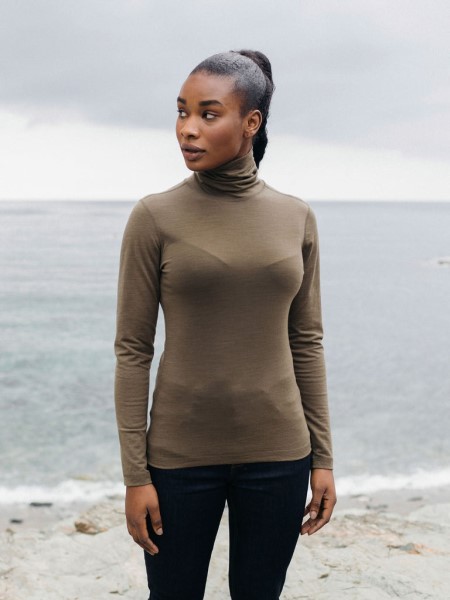 Zephyr Merino Wool Roll Neck Base Layer Finisterre Olive