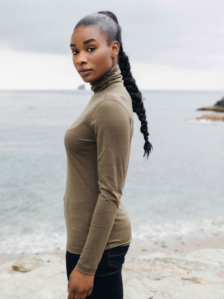 Zephyr Merino Wool Roll Neck Base Layer Finisterre Olive