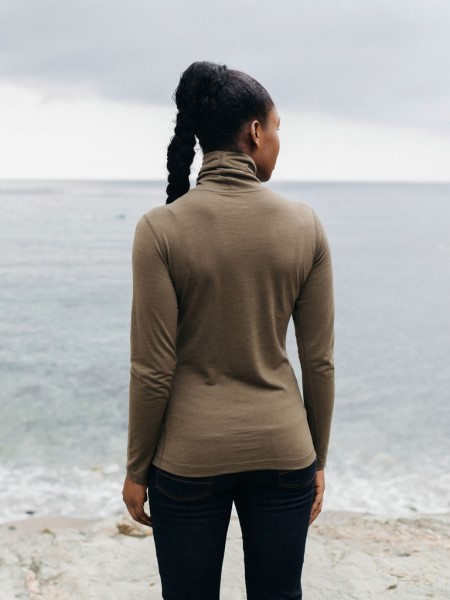 Zephyr Merino Wool Roll Neck Base Layer Finisterre Olive