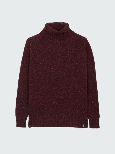 Farne Roll Neck Knit Jumper Finisterre Bordeaux Red